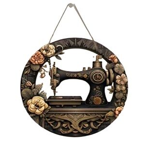 Vintage Sewing Machine Round Acrylic Hanging Wall Art